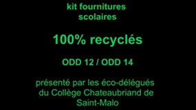 Kit fournitures scolaires 100% recyclé