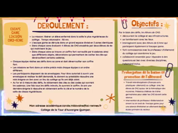 Présentation de l'atelier "Escape game"