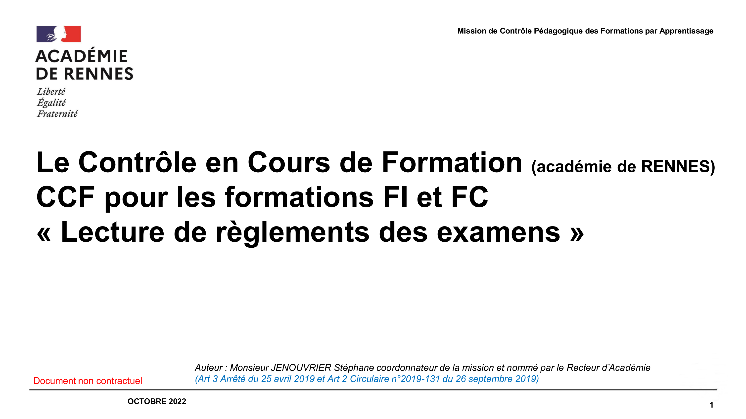 CCF Lecture réglement d'examen