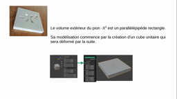 Modélisation du parallélépipède rectangle, volume extérieur du pion -X²