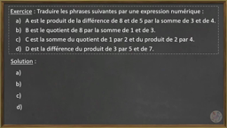Traduire une phrase par une expression numérique