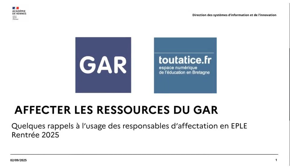Webinaire de rentrée GAR [1/4h DSII]
