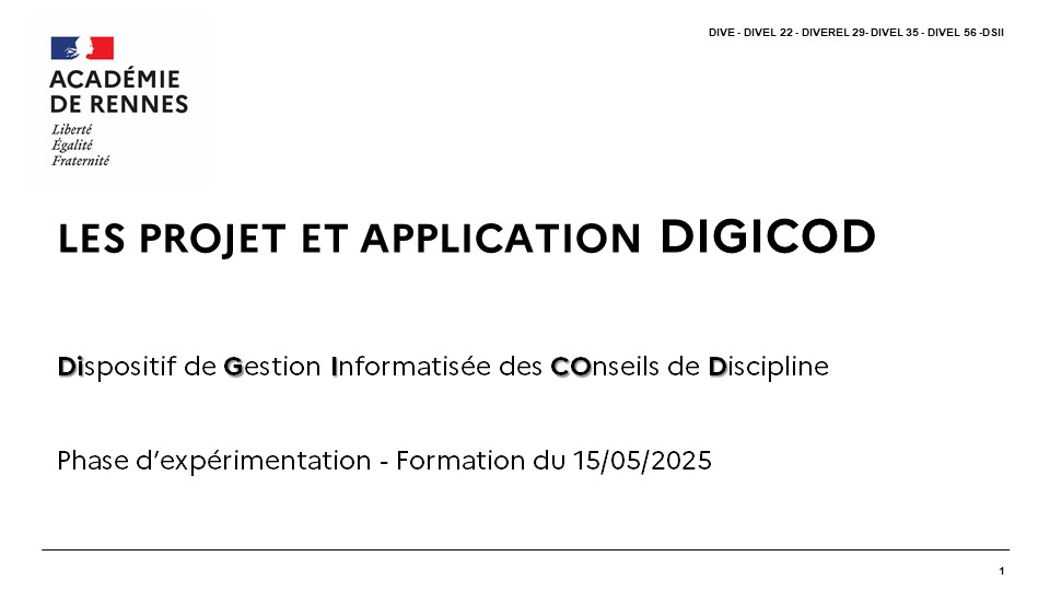 Application DIGICOD - Formation des expérimentateurs