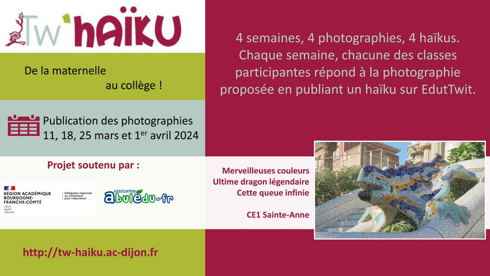 Tw'haïku 2024 Poèmes des CM1/CM2 de Landrévarzec et des 6A du collège Pierre Stéphan- Briec-de-l'Odet