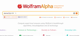 vérification d'une dérivée avec wolfram alpha