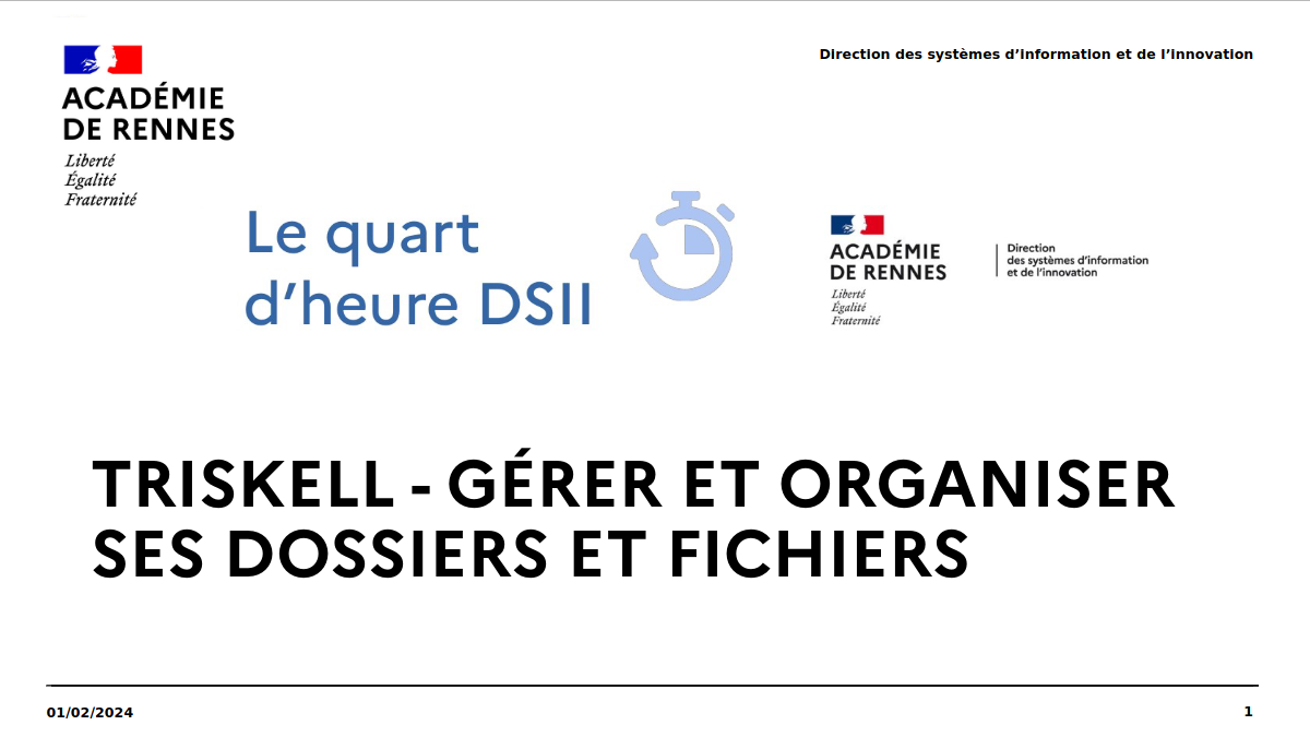 Gérer dossiers et fichiers dans Triskell - 1/4h DSII