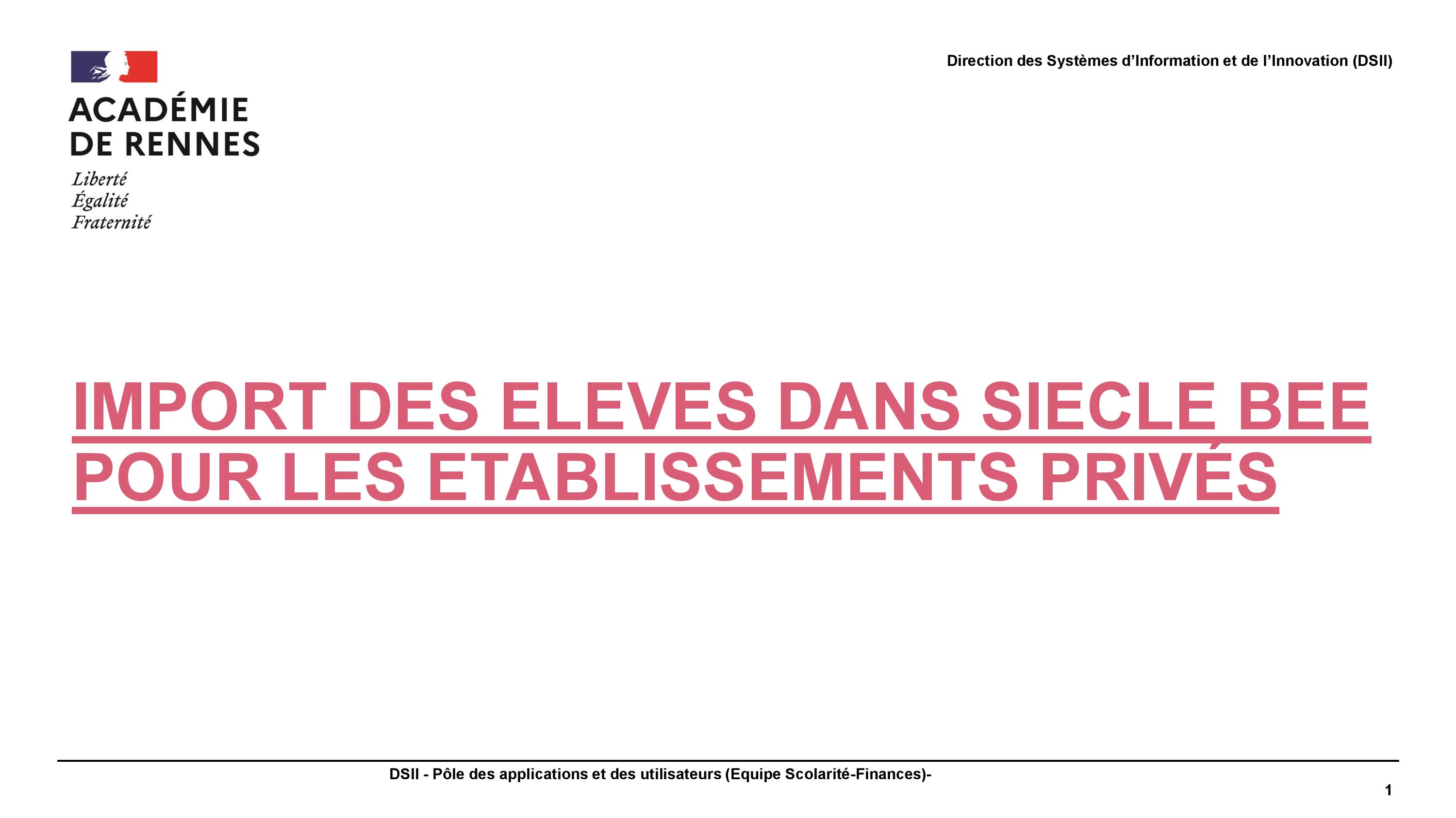 Webinaire - Import des élèves dans SIECLE-BEE