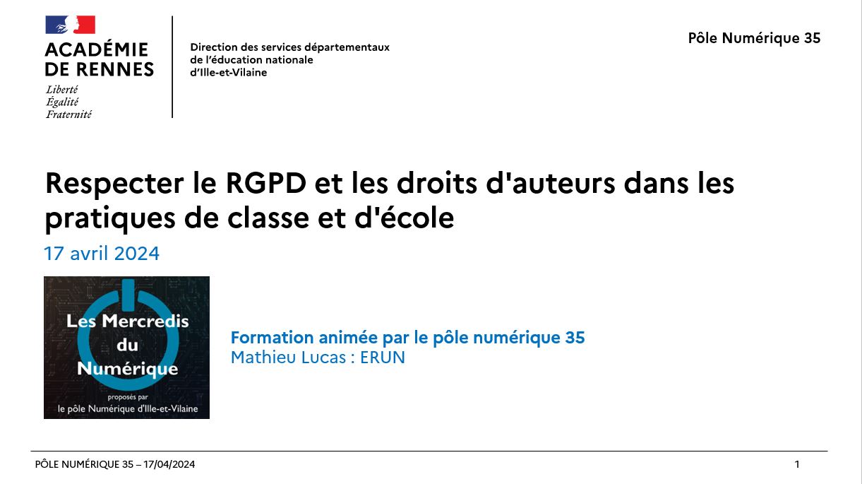Le RGPD et le droit d'auteur dans sa pratique de classe - MdN