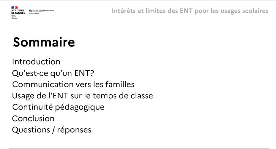 Intérêts et limites des ENT pour les usages scolaires