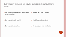 Evolution des représentations des élèves à l'issue d'un salon d'orientation