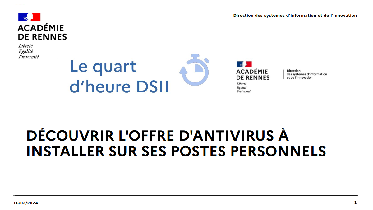Découvrir l'offre d'antivirus à installer sur un poste personnel [1/4h DSII]