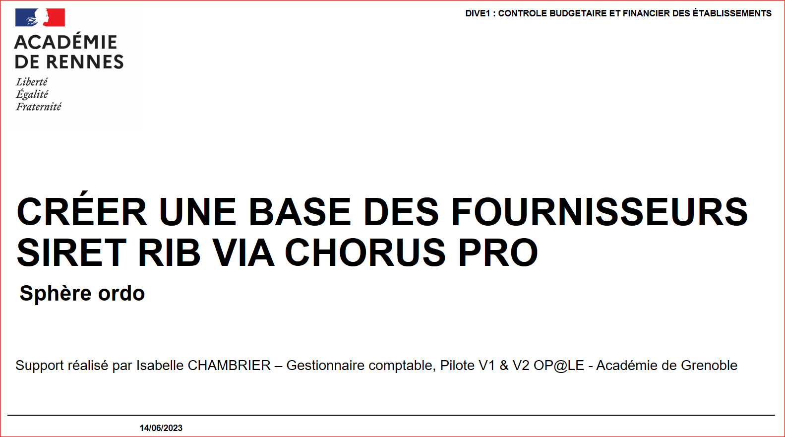 CREER UNE BASE DES FOURNISSEURS SIRET RIB VIA CHORUS PRO
