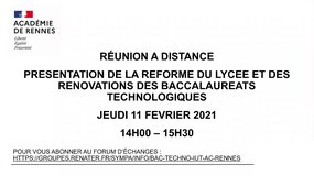 Présentation de la réforme du lycée et des rénovations de baccalauréats technologiques aux enseignants des IUT de Bretagne