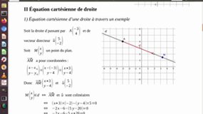Equation cartésienne d'une droite à travers un exemple