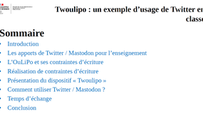 Twoulipo : un exemple d'usage de Twitter en classe - MdN